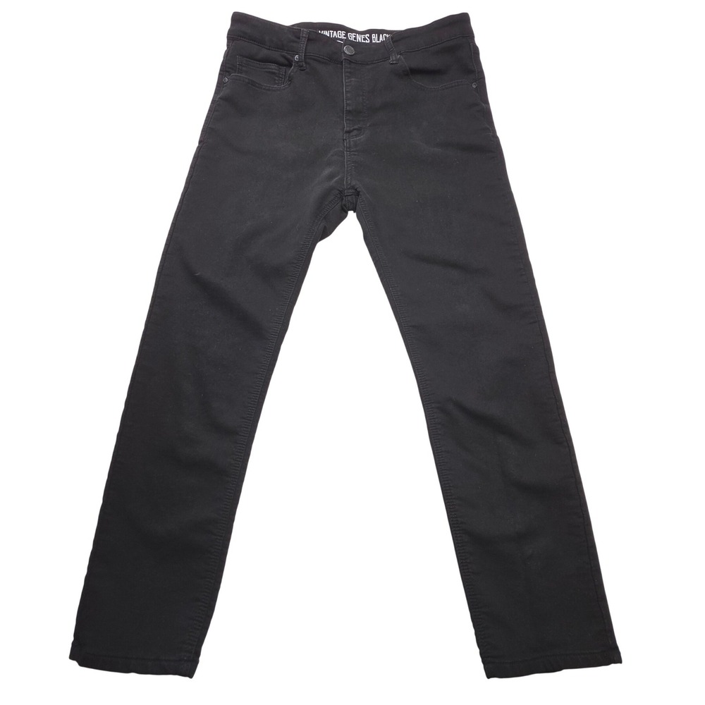 Vintage Genes Black Slim Fit Mens Jeans Black Denim 36x30 Stretch Pants